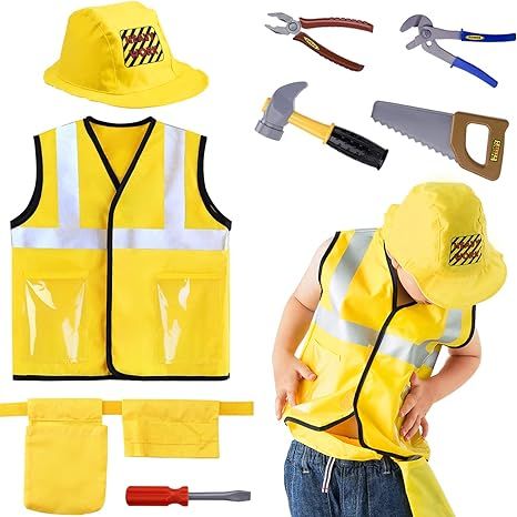 iPlay, iLearn Construction Worker Costume for Boys, Toddler Dress Up Clothes, Kid Builder Career ... | Amazon (US)
