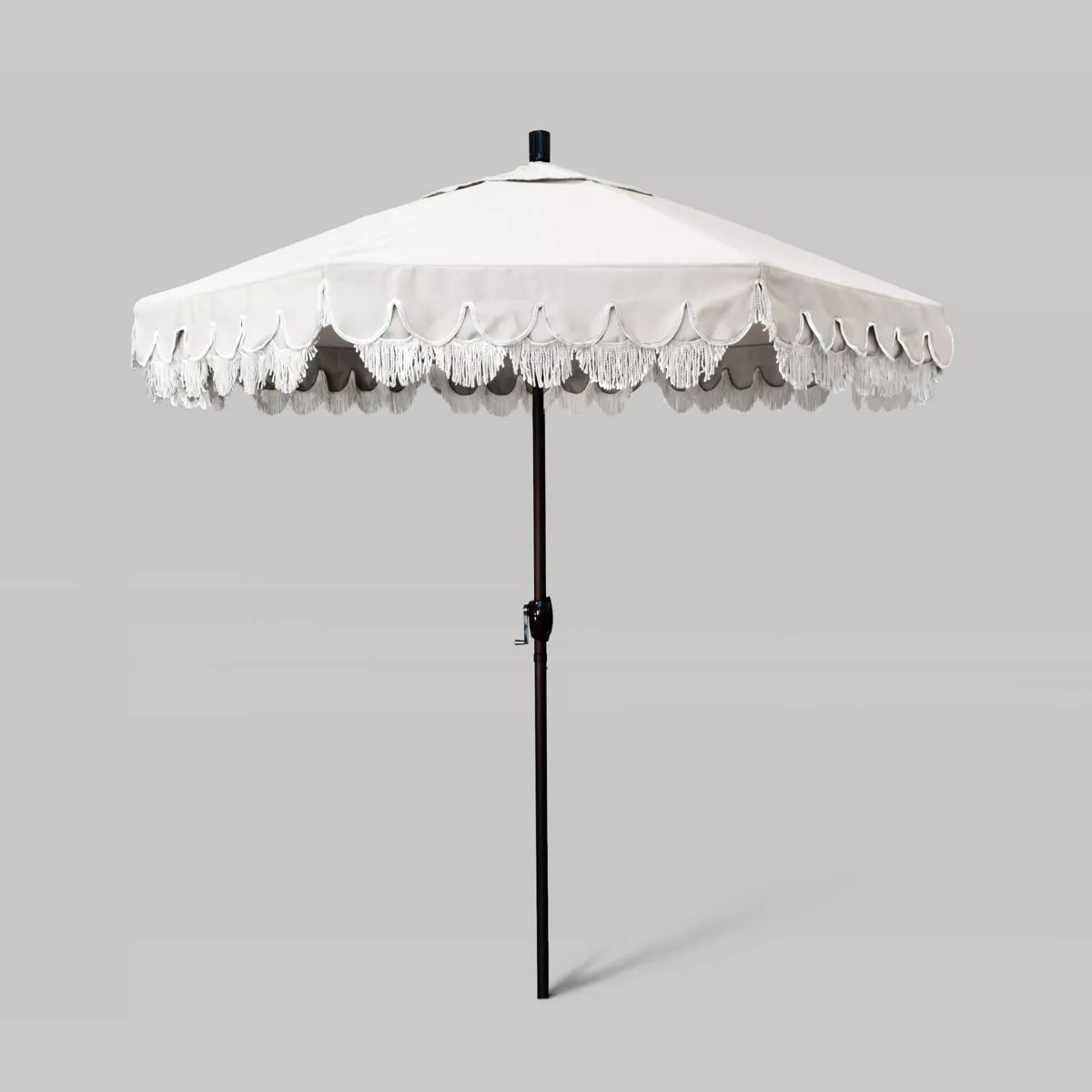 7.5' Sunbrella Scallop Base Fringe Market Patio Umbrella with Push Button Tilt - Bronze Pole - Ca... | Target