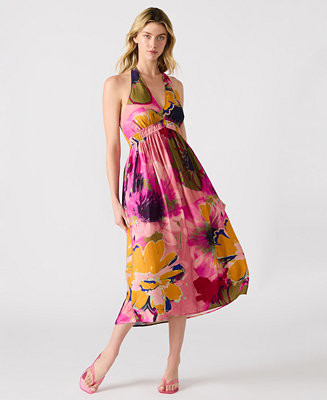 Women's Piper Printed Halter Sleeveless Midi Dress | Macy's