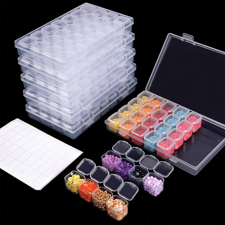 Diamond Painting Storage Boxes 6 Pack 28 Grid 168 Slots Bead Organizer | Amazon (US)