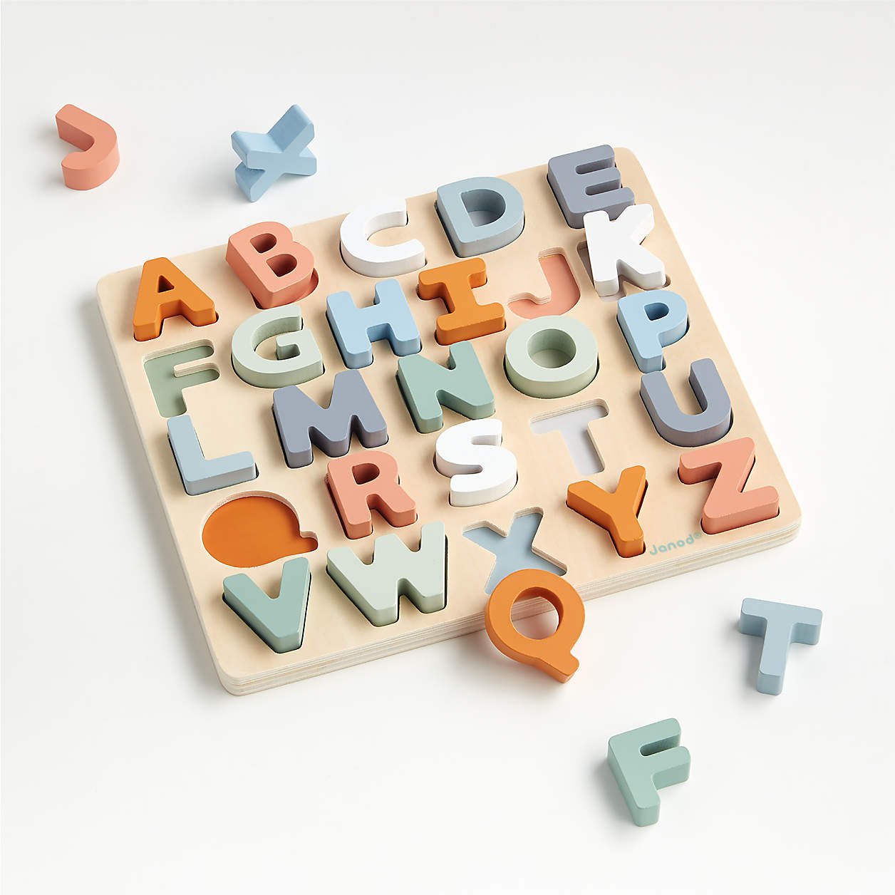 Janod Sweet Cocoon Alphabet Wooden Baby Puzzle and Chalkboard + Reviews | Crate & Kids | Crate & Barrel