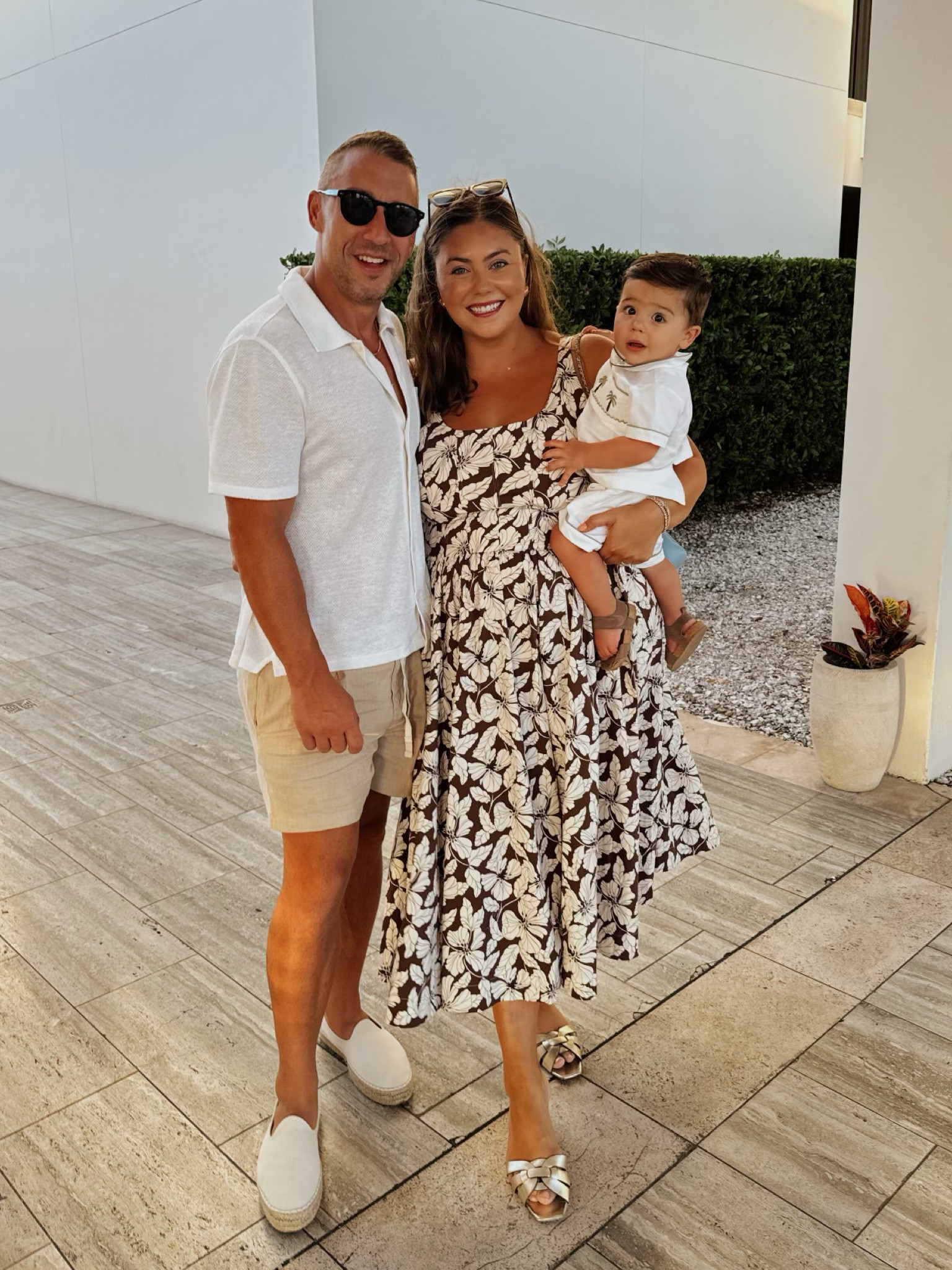 Dinner outfits ☀️ wearing size 18 on dress. Sharing Brian and Conrad’s outfits too

#LTKMidsize #LTKBaby #LTKMens