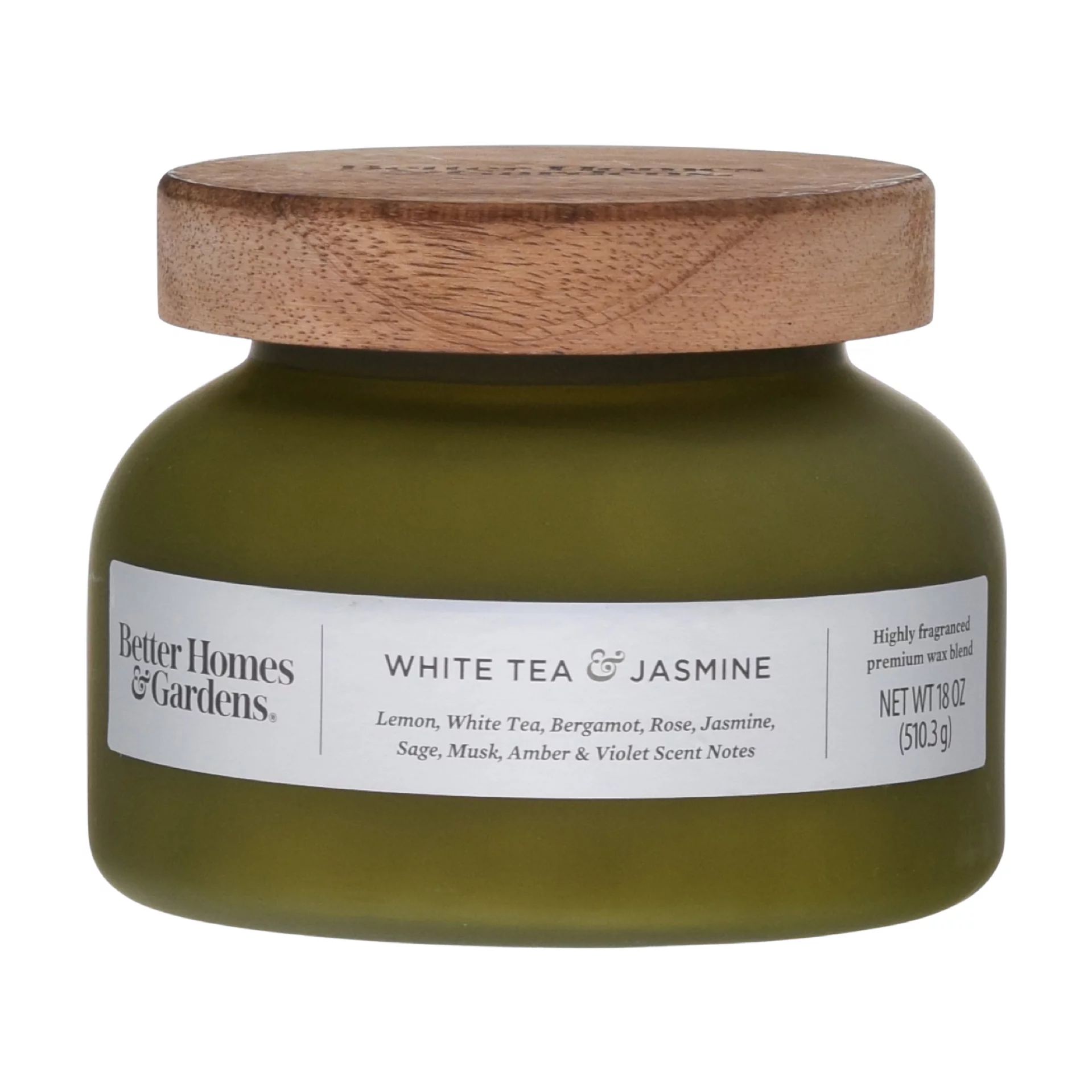 Better Homes & Gardens 18oz White Tea & Jasmine Scented 2-Wick Bell Jar Candle | Walmart (US)