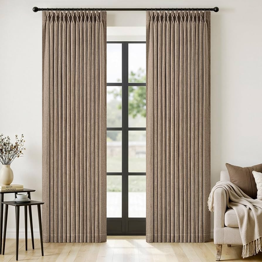 MIULEE Pinch Pleated Thick Linen Curtains 96 Inches Long 2 Panels for Living Room Bedroom, Linen ... | Amazon (US)