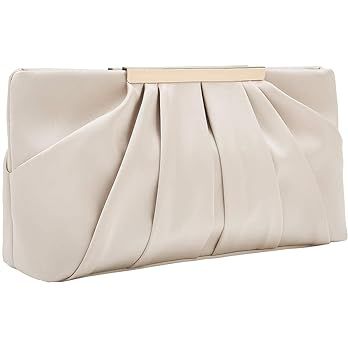 CHARMING TAILOR Clutch Evening Bag Elegant Pleated Satin Formal Handbag Simple Classy Purse for W... | Amazon (US)