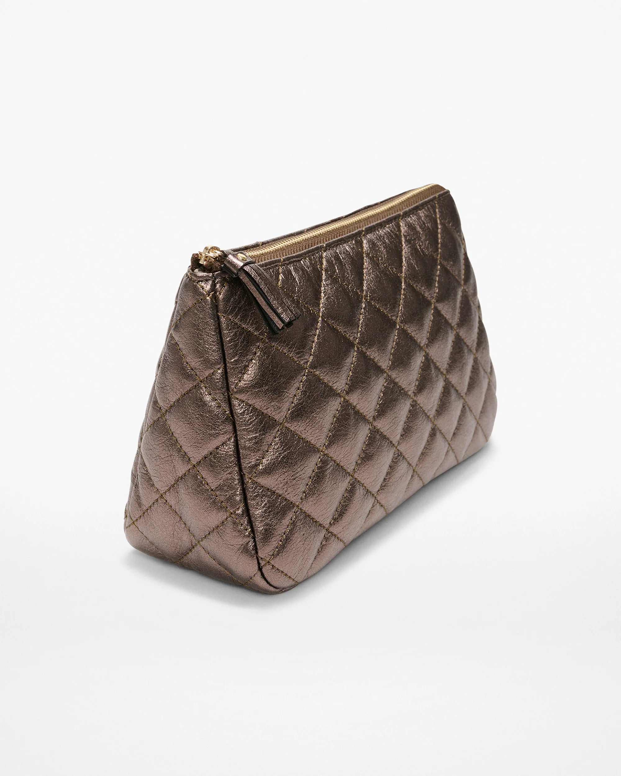 Espresso Metallic Leather Medium Luna Cosmetic | MZ Wallace