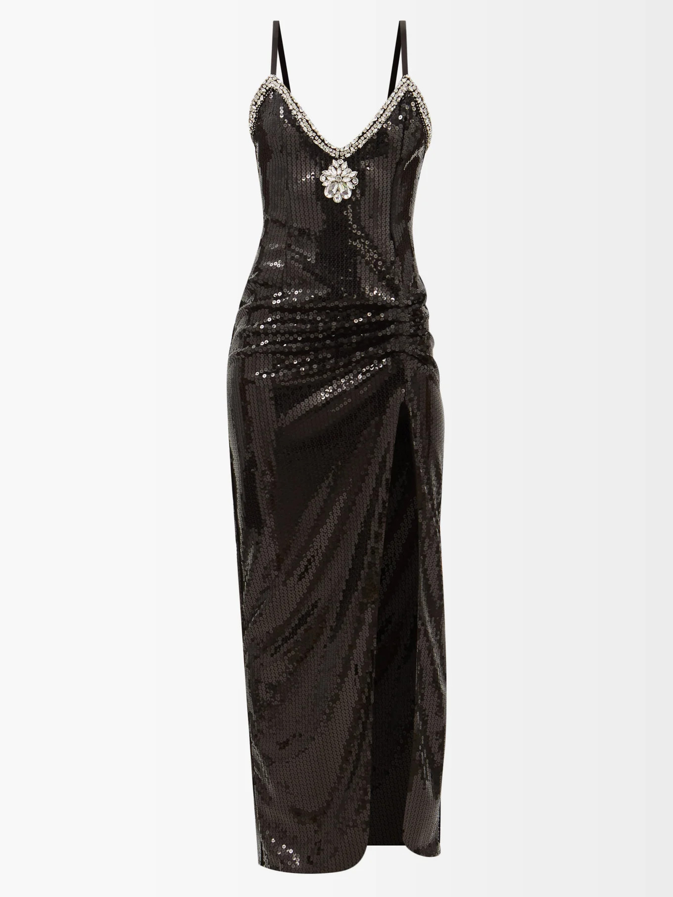Crystal-embellished side-slit sequinned dress | Matches (UK)