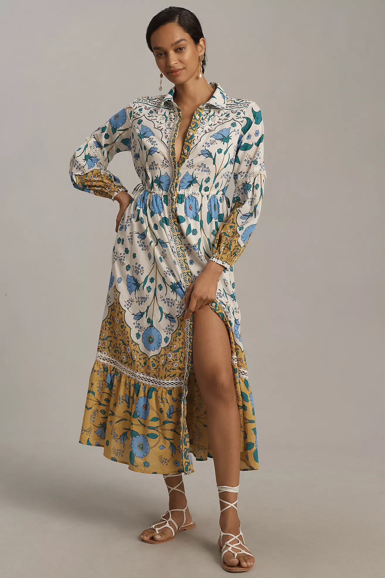 The Eleanora Long-Sleeve Maxi Shirt Dress | Anthropologie (US)