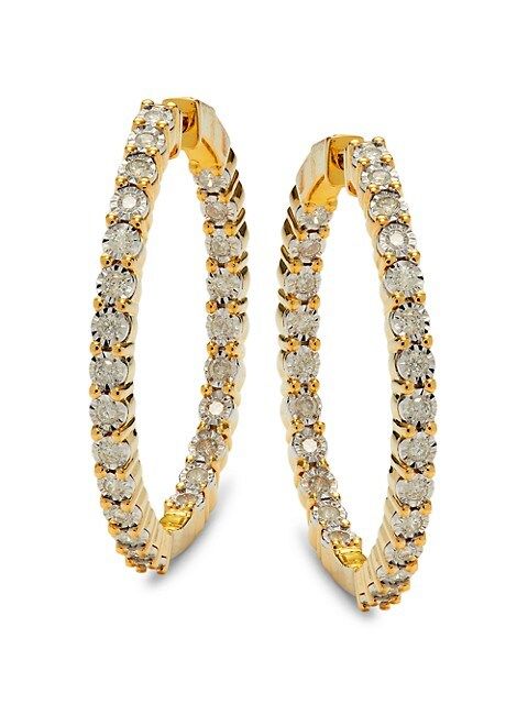 Goldplated Sterling Silver & Diamond Hoop Earrings | Saks Fifth Avenue OFF 5TH