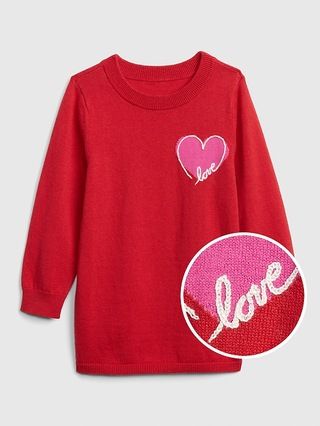 Gap Baby Embroidered Heart Sweater Tunic Modern Red Size 12-18 M | Gap US