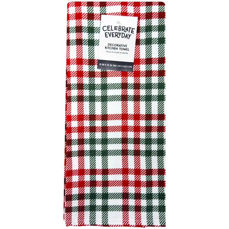 Red and Green Flannel Decorative Kitchen Towel | Walmart (US)