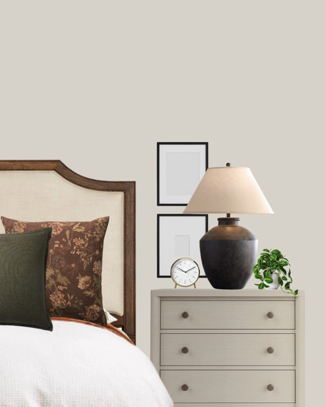 This nightstand was styled to feel quiet, balanced, and intentionally unfussy, focusing on classic forms and a limited palette.

A traditional lamp anchors the surface while softer elements keep the look approachable and lived-in. The mix of finishes adds depth without visual noise, making this an easy, timeless setup that works in a wide range of traditional bedrooms.

It’s a reminder that bedside styling doesn’t need much — just the right pieces, placed with care.

Everything is linked. 

 #LTKHome