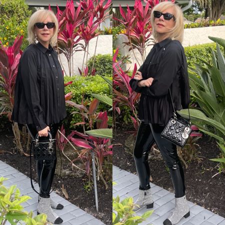 A Few Goody Gumdrops steps it up in skintight faux patent leather leggings. 
Perfect look for a dinner party especially with glitter ankle boots! 

#LTKstyletip #LTKFind #LTKGiftGuide