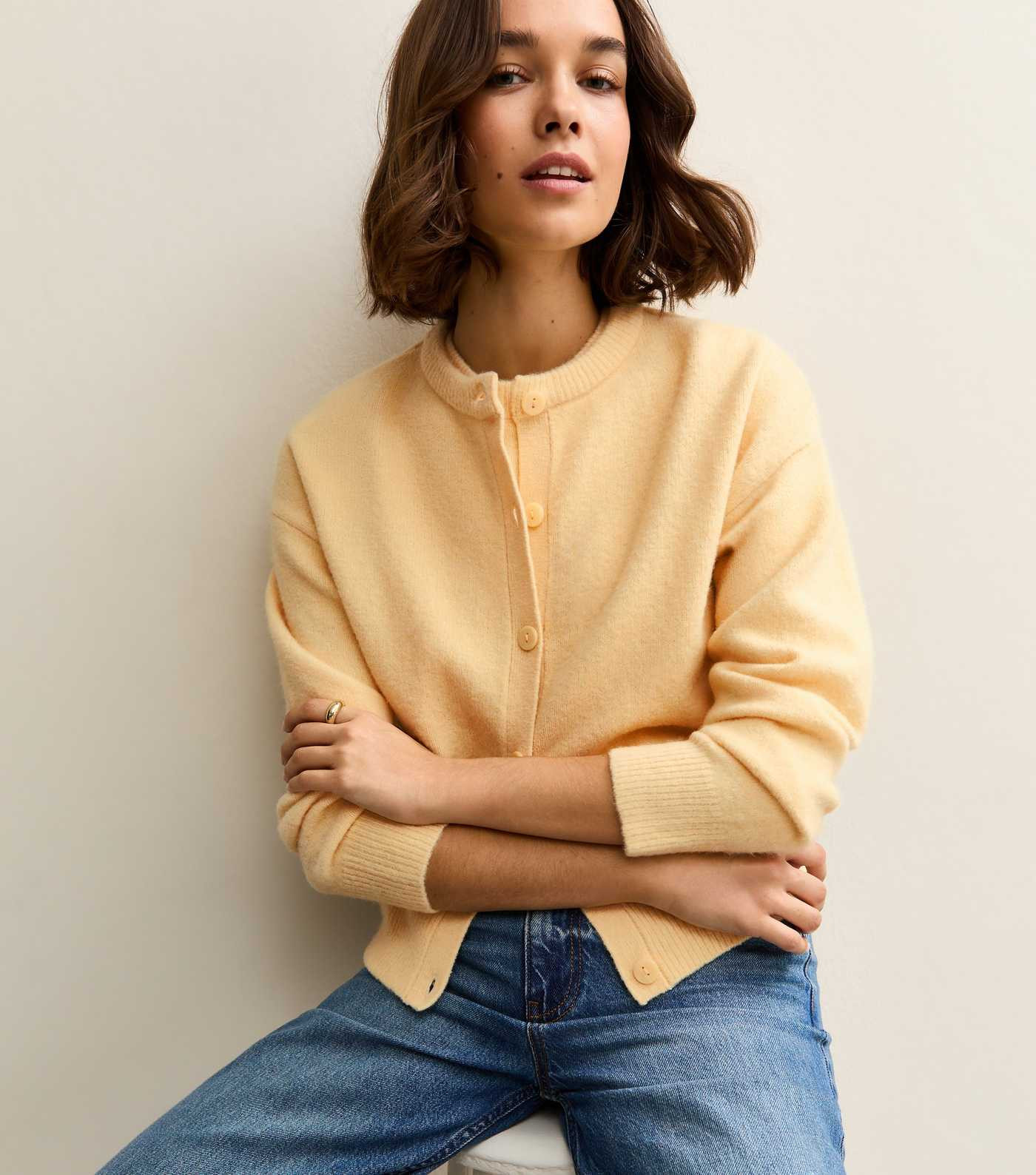 Light Yellow Crew Neck Knit Cardigan | New Look | New Look (UK)