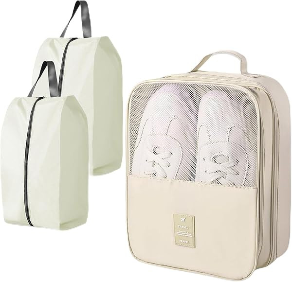 Shoe Bags for Travel Holds 3 Pair of Shoes, Travel Shoe Bag with 3 Layers Compartments, Waterproo... | Amazon (US)