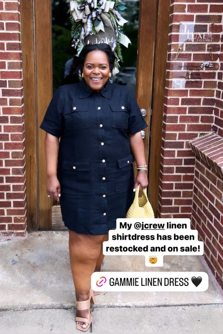 This linen dress from J. Crew is so good and chic. The gold buttons make it even more chic! Size up one in this. I’m wearing the 20. 

#LTKMidsize #LTKWorkwear #LTKSaleAlert