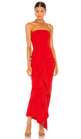 Thalia Midi Dress in Red | Revolve Clothing (Global)