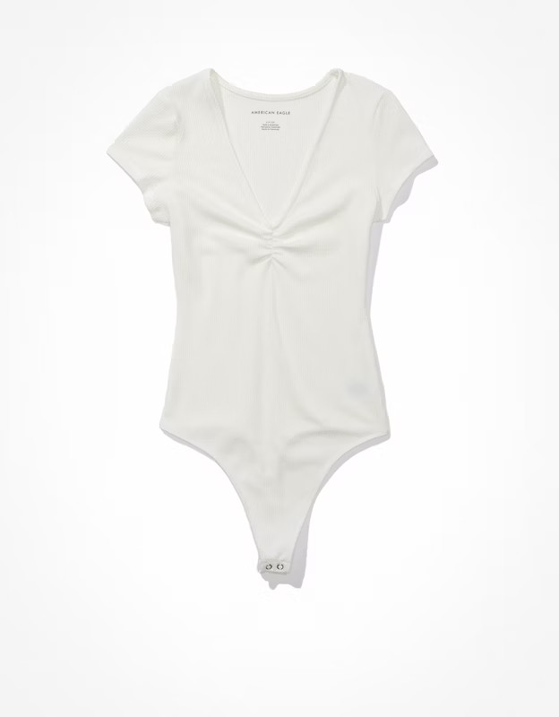 AE V-Neck CInch-Front Bodysuit | American Eagle Outfitters (US & CA)