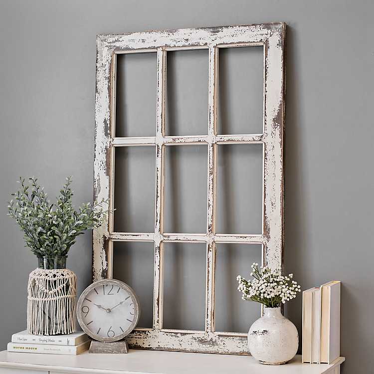 Weathered Rustic Windowpane Wood Wall Plaque | Kirkland's Home