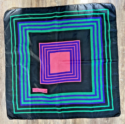 Yves Saint Laurent Silk Square Scarf Mod Vtg Bold Colors Stripe YSL France Flaws | eBay US