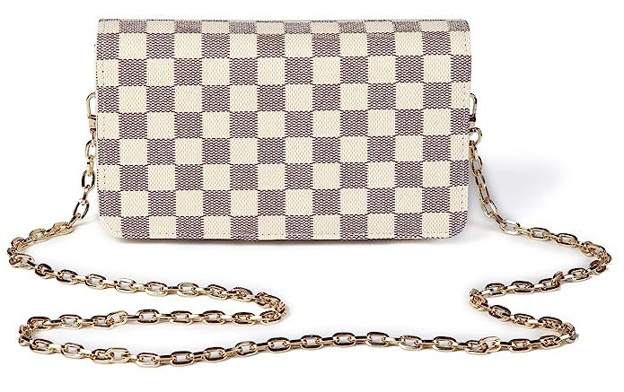 Daisy Rose Checkered Cross body bag - RFID Blocking with Credit Card slots clutch -PU Vegan Leather | Amazon (US)