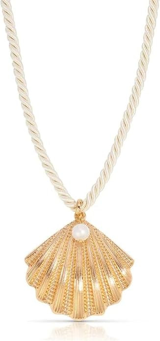 Ettika Women Necklaces. Silk Cord Necklace. Scallop Shell Pendant Necklace. 18K Gold Plated Penda... | Amazon (US)