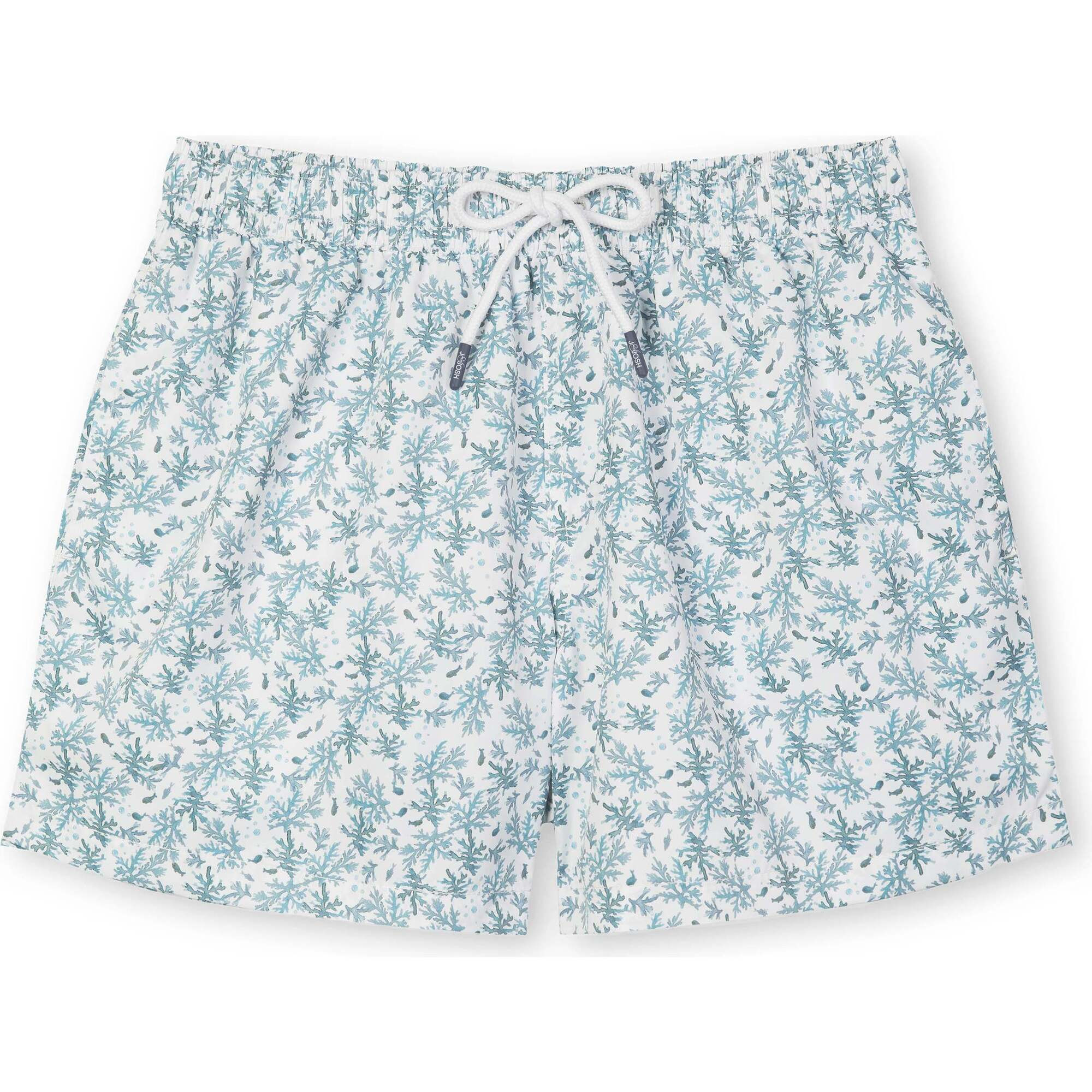 Mens Swim Trunks, Blue Green Coral | Maisonette