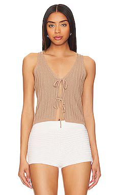 MORE TO COME Anaya Tie Front Top in Taupe from Revolve.com | Revolve Clothing (Global)