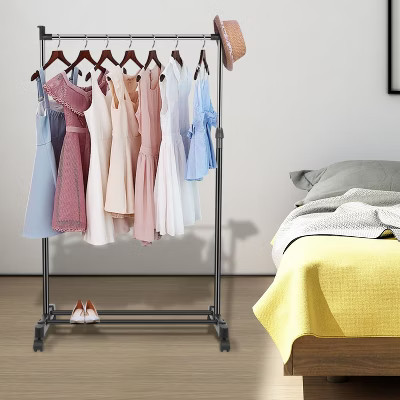 Racxily Rolling Clothes Rack, Garment Racks, 3.12 ft-4.80 ft Height Adjustable Clothes Stand foldable Clothing Hanger with Wheels | Target