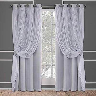 Exclusive Home Curtains Catarina Layered Solid Blackout and Sheer Window Curtain Panel Pair with ... | Amazon (US)