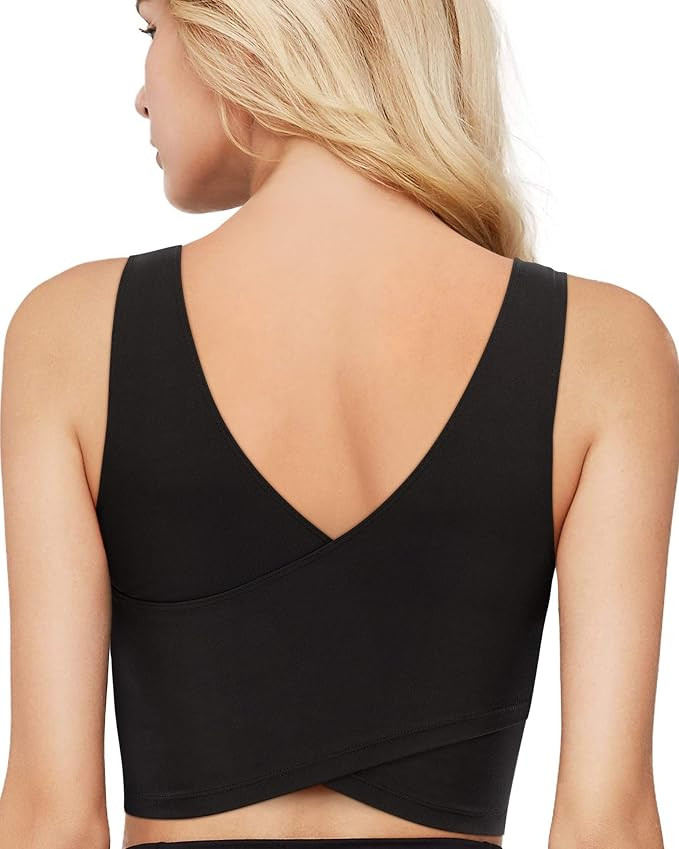 TASADA V-Neck Sports Bras for Women - Wirefree Padded Yoga Bra Running Workout Aesthetic Crop Tan... | Amazon (US)