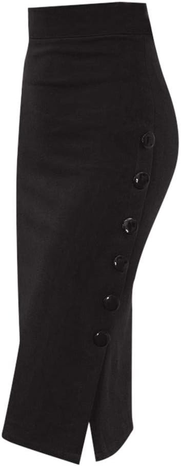duxyoz Womens Pencil Skirt Ladies High Waisted Button Split Business Office Skirt Plus Size Summe... | Amazon (UK)
