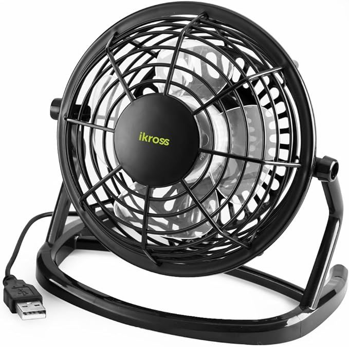 iKross USB Fan USB Mini Desktop Office Fan with 360 Rotation - Black for PC Computer Laptop Chrom... | Amazon (US)