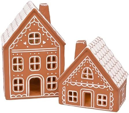 Mark Feldstein & Associates Ceramic Iced Gingerbread Houses Holiday Pre Lit LED Village Figurines... | Amazon (US)