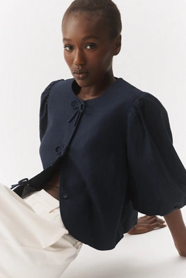 Bow Puff-Sleeve Blazer Jacket | Anthropologie (US)