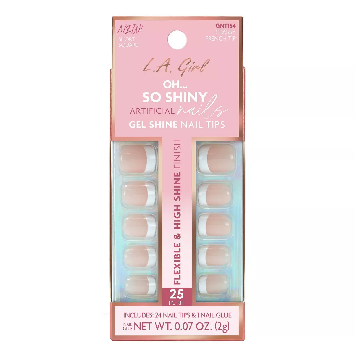 L.A. Girl Artificial Nail Tips- Oh So Shiny - Classy French Tip - 25ct | Target