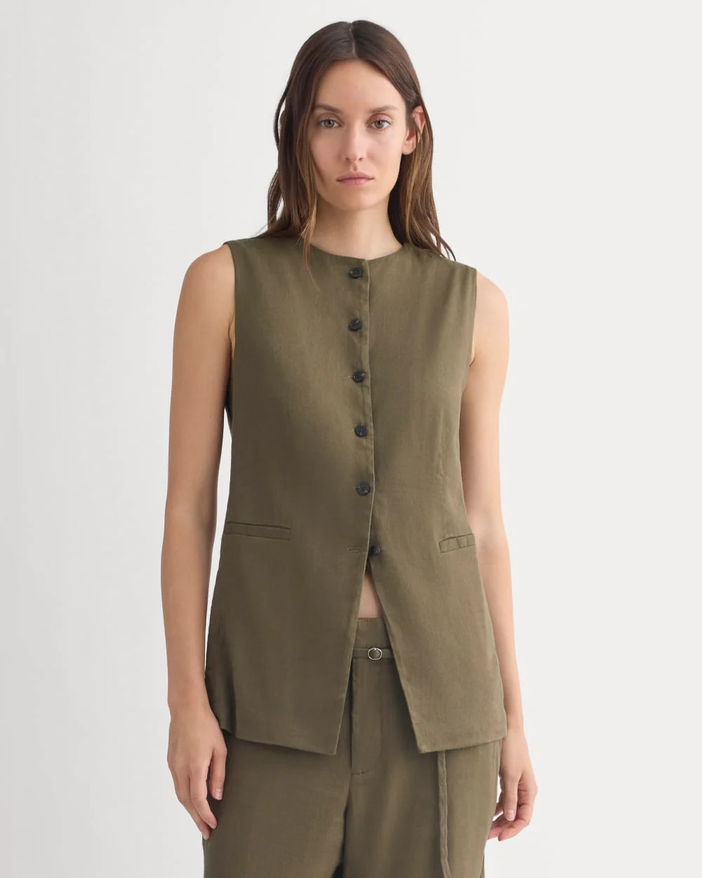 Long Vest in Stretch Linen | Beech | Everlane