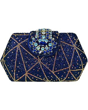 Vintage Rhinestone Clutch Colorful Women Bling Purse Party Bag Wedding Handbag | Amazon (US)