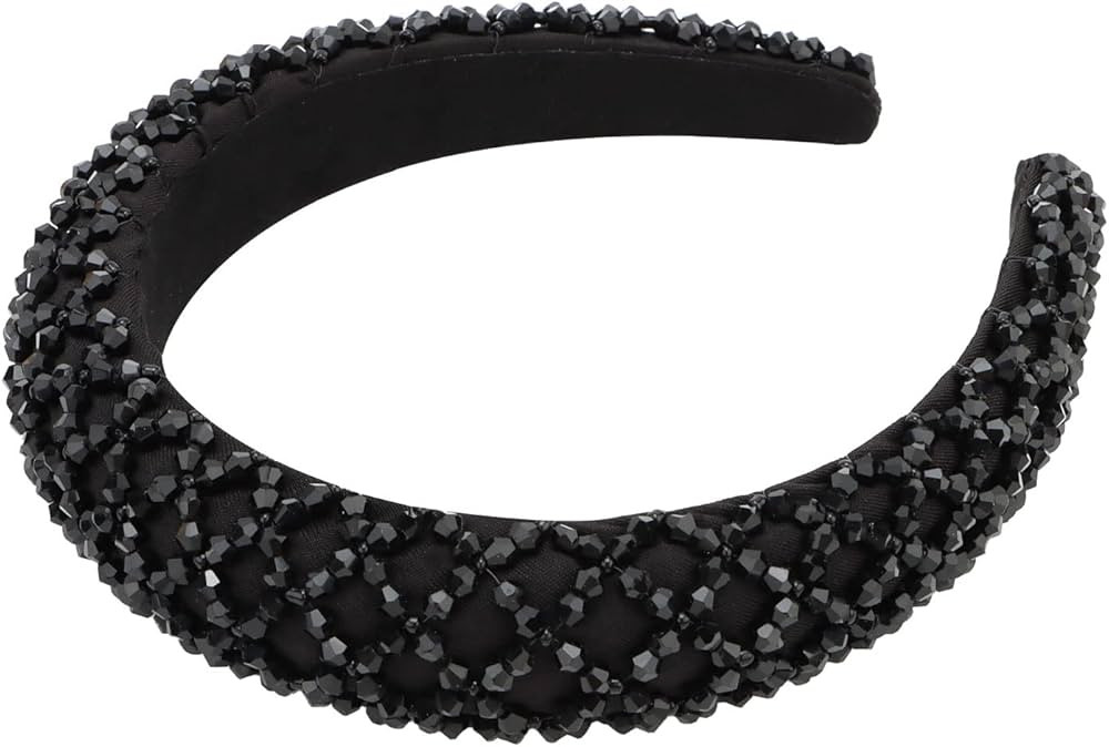 YISSION 1PC Black Rhinestone Headband for Women Girls Non Slip Head Bands Fashion Jeweled Hairban... | Amazon (US)