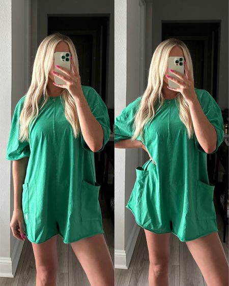 Fp tshirt romper! So comfy and reversible, can be worn with v neck in the front. I sized up for length but it’s oversized 

#LTKFindsUnder100 #LTKStyleTip #LTKSeasonal