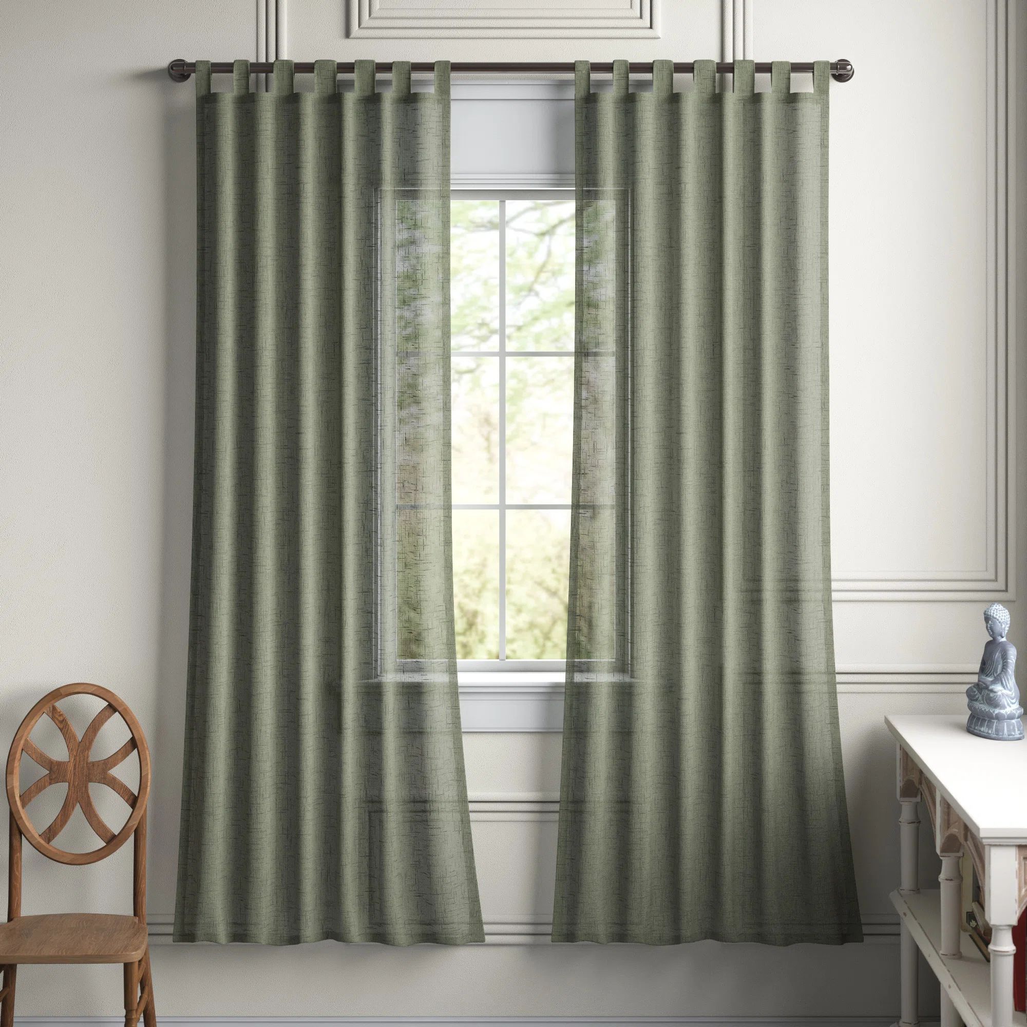 Holtz Linen Burlap Weave Linen Blend Sheer Tab Top Curtain Panel | Wayfair Professional