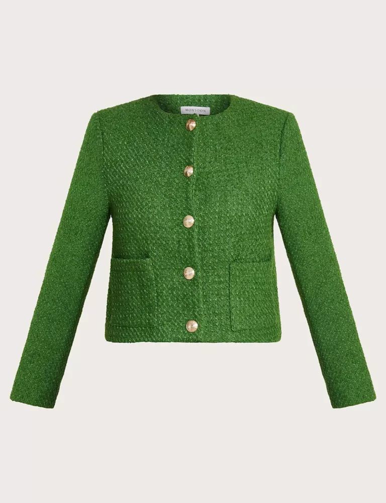Tweed Collarless Cropped Jacket | Marks & Spencer (UK)