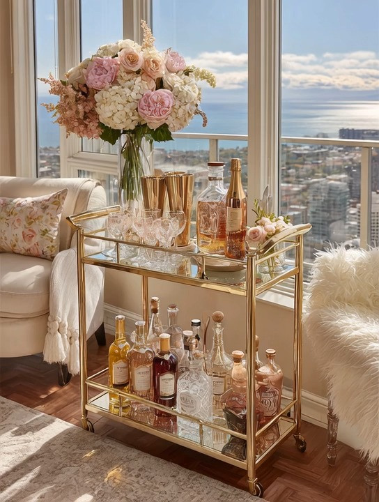 A bar cart and a lounge chair — that’s the entire mood. 🍸
Whether you’re hosting friends, easing into the evening, or enjoying a quiet moment to yourself, a well-styled bar cart turns everyday living into something a little more special.

Bar carts are officially back, and not in a loud, overdone way. Think polished metals, beautiful glassware, and a setup that feels intentional rather than staged. The view? A bonus if you have one — but honestly, the bar cart itself already makes a statement. Effortless, functional, and quietly luxurious, this is one home decor piece that instantly elevates how you unwind.

#getthislook #homebarcart #elegantliving 

 #LTKHome