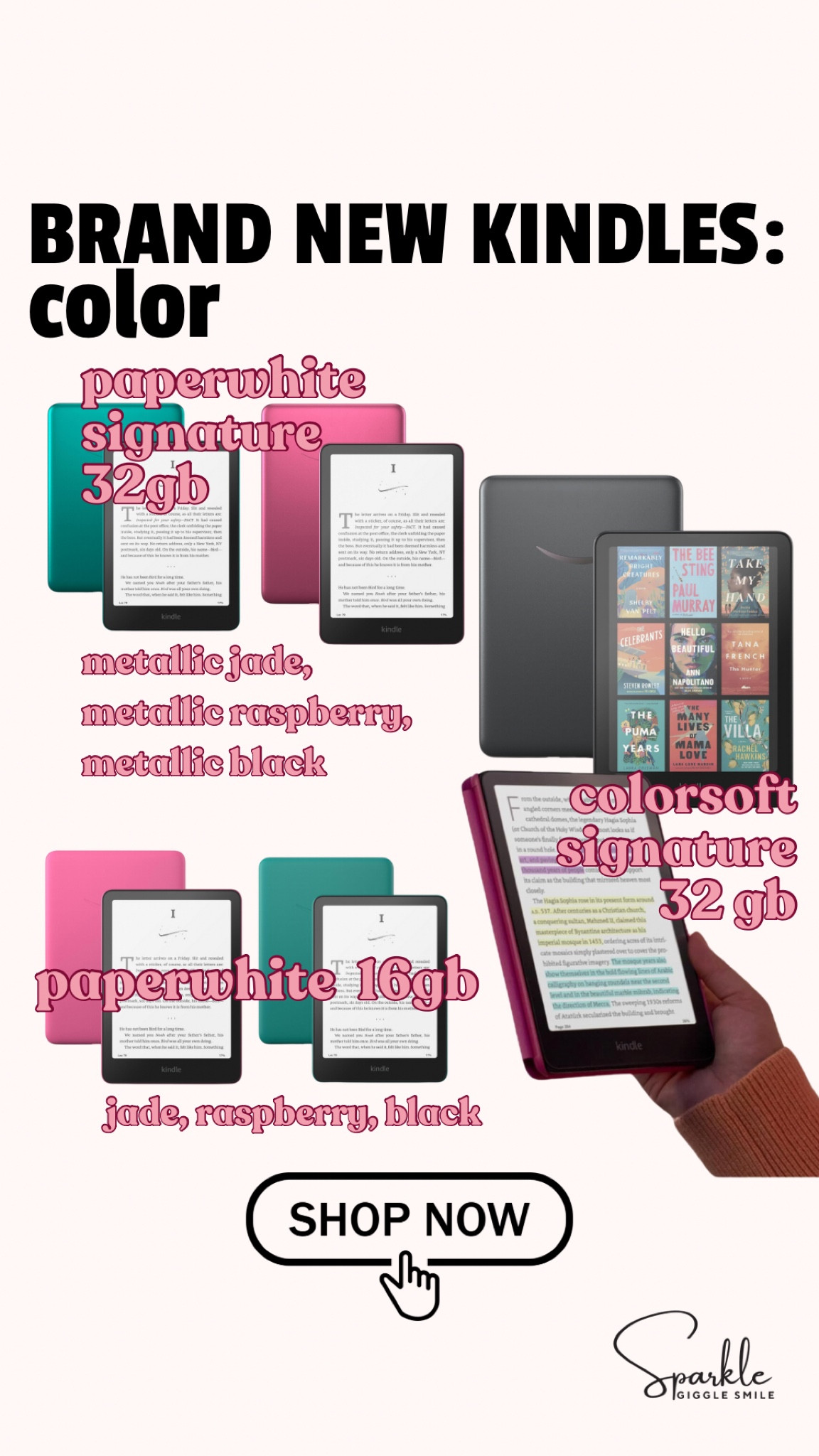 📚 Exciting Kindle News! 📚

Amazon just released new color options for our favorite Kindle Paperwhite & Kindle Signature Edition! 🖤✨ Now, you can enjoy your reading experience with more personalized style.

PLUS, introducing the ColorSoft Signature Edition with a color screen, combining all the features we love about the Paperwhite Signature — from adjustable warm light to weeks of battery life — in a sleek new COLORED look! Perfect for your fall reading stack. 🍂📖

Get your hands on the latest Kindles now, available on Amazon. Don’t miss out on upgrading your reading game! #KindlePaperwhite #KindleSignature #AmazonFinds #BookLovers 

#LTKHoliday #LTKGiftGuide #LTKSaleAlert