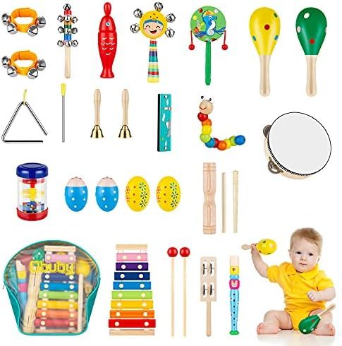 OBUBY Toddler Musical Instruments Sets Wooden Percussion Instruments Toy for Kids Preschool Educa... | Amazon (US)