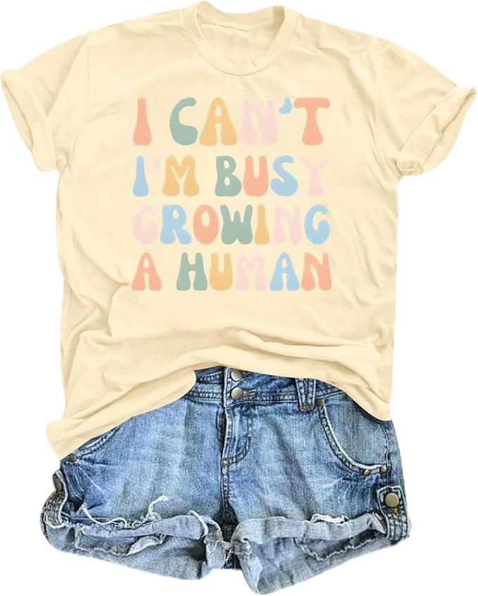 Mama Shirt for Women I Can't I'm Busy Growing A Human Shirt, Funny Pregnancy Shirt | Amazon (US)