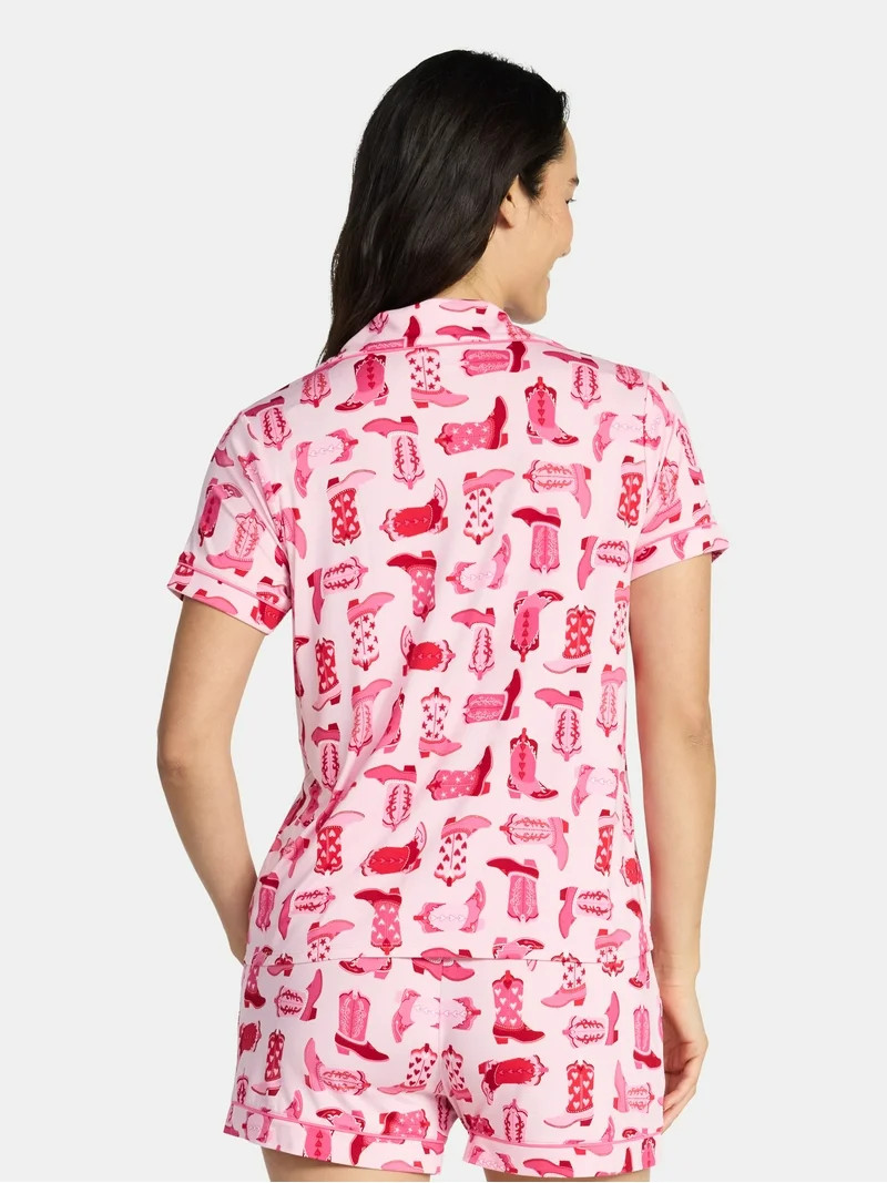 Valentine's Day Women's Knit Notch Collar Top and Shorts Pajama Set from Way to Celebrate, 2-Piec... | Walmart (US)