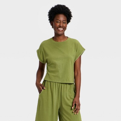Women's Short Sleeve Jersey Knit T-Shirt - Universal Thread™ Green S | Target