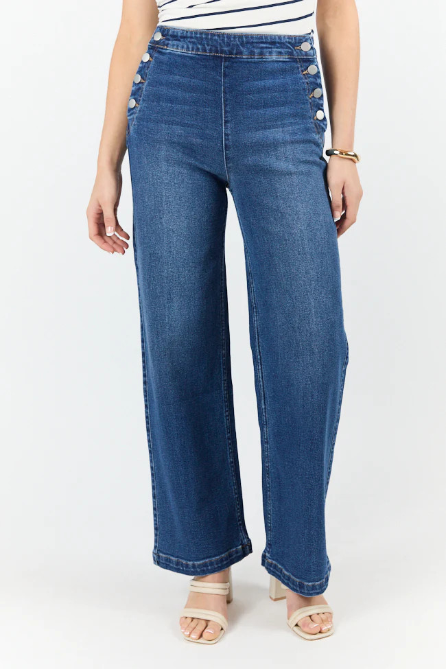 Sailor Medium Wash Wide Leg Jeans | Pink Lily