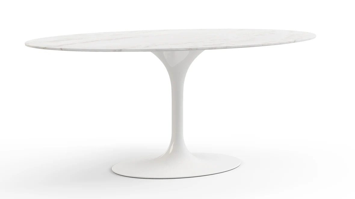 Tulip Table - Oval Tulip Dining Table, Calacatta Marble | Interior Icons